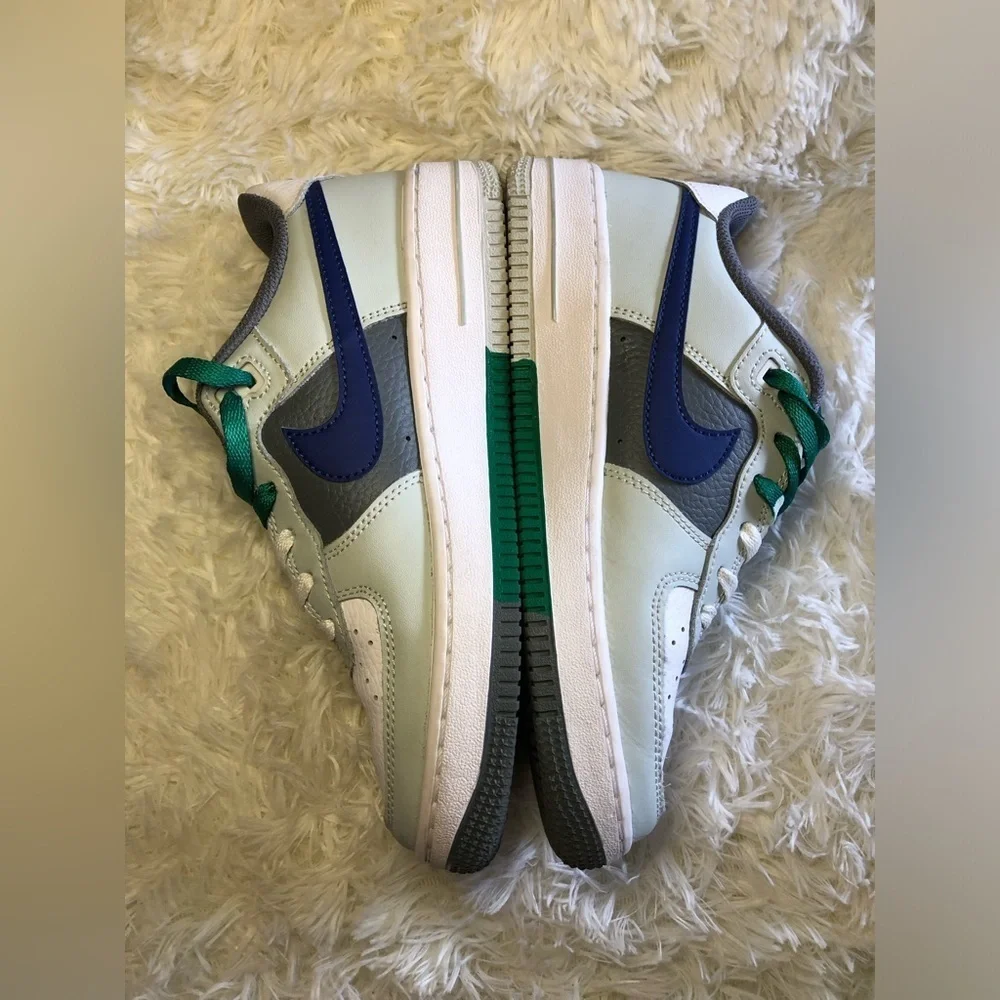 Nike Air Force 1 Low LV8 Light Green Remix (GS) Nike- White, Green, and Blue 5.5